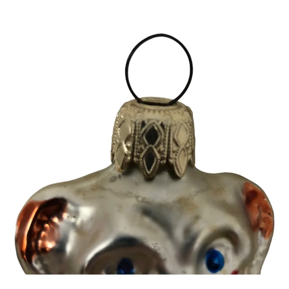 Vintage Bear Glass‎ Christmas Ornament Red Heart 3.5